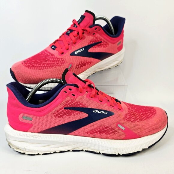 Brooks Launch 9 Pink Fuchsia Cobalt Mesh Running Sneakers Women's Size 9.5B - Picture 1 of 9